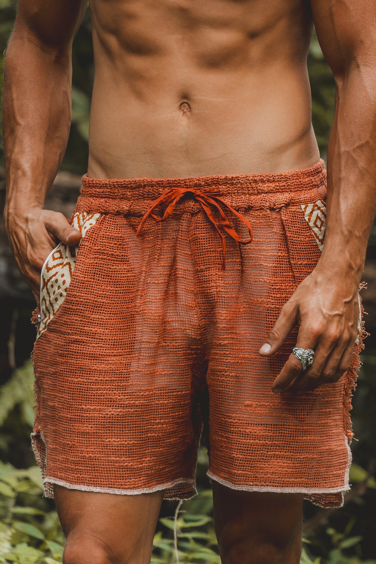 KALYAN Short Yoga Pants Loose Comfortable Men Shorts with Pockets Natural Cotton Plant Dyed Workout Ninja Festival Gym AJJAYA