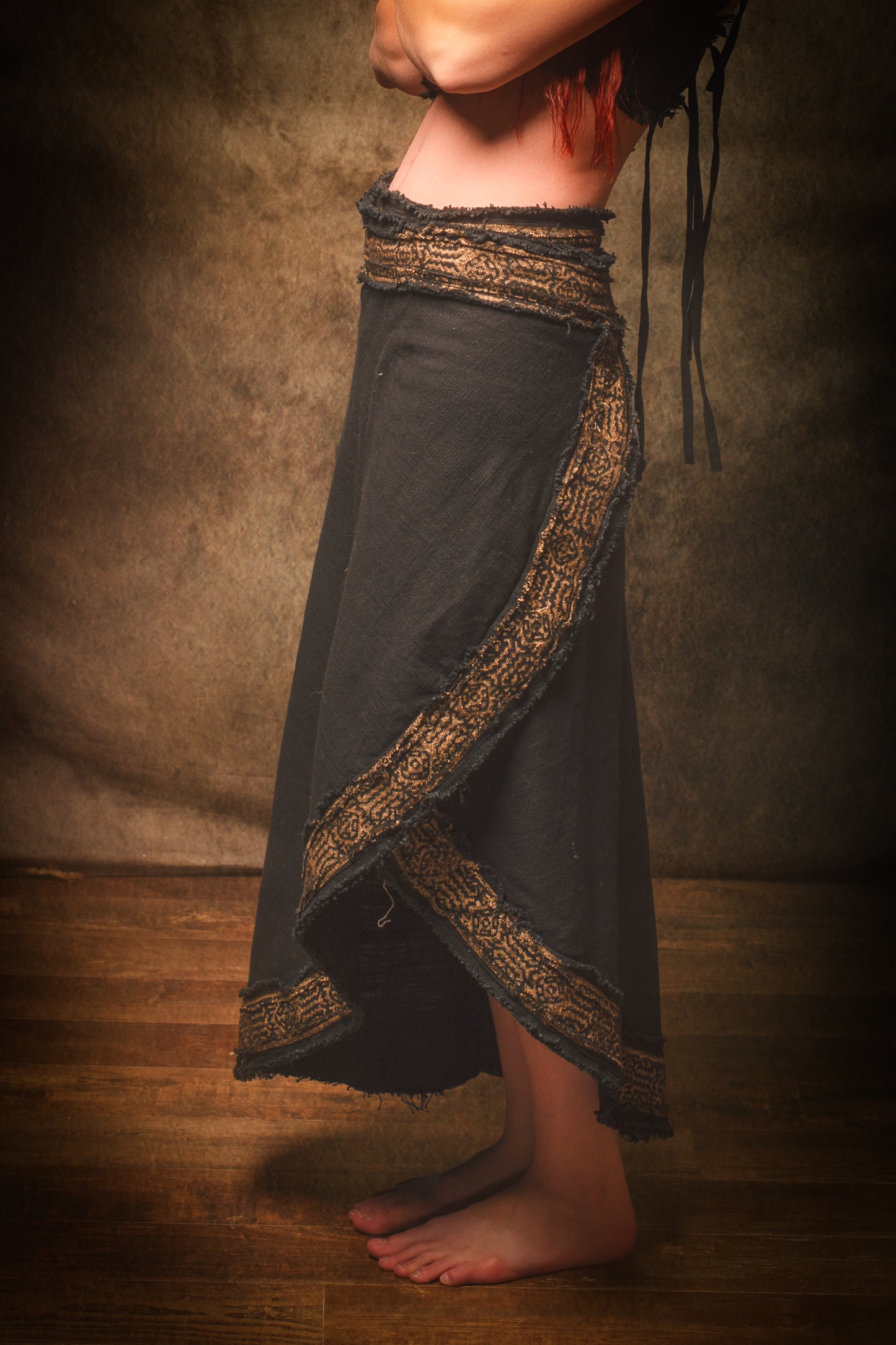 NYRA Wrap Skirt Rust Handmade Natural Cotton Block Printed Tribal Patterns Natural Dyed Fairy Gypsy Boho Festival Ceremony Ritual AJJAYA