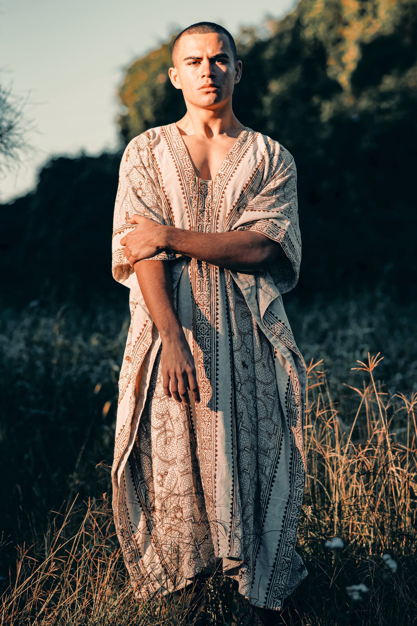 CHAMA Black Handmade Shamanic Poncho Ceremony Ritual Scared Shipibo Patterns and Tribal Block Printed Decorations Festival AJJAYA