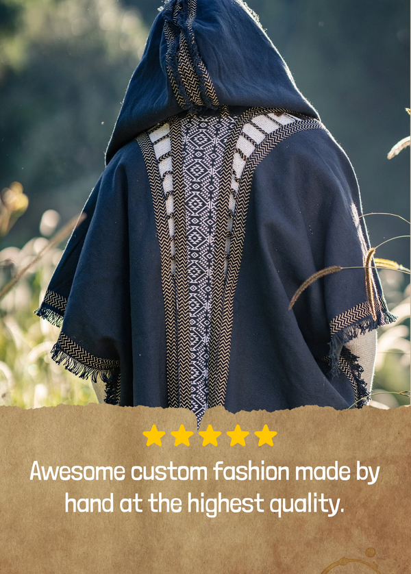 Men's Hooded Kimono Vest Black Alchemist Wizard Sorcerer Tribal Ritual Ceremony Gypsy Festival Magic Magia Alchemy Primitive Rave Boho AJJAYA