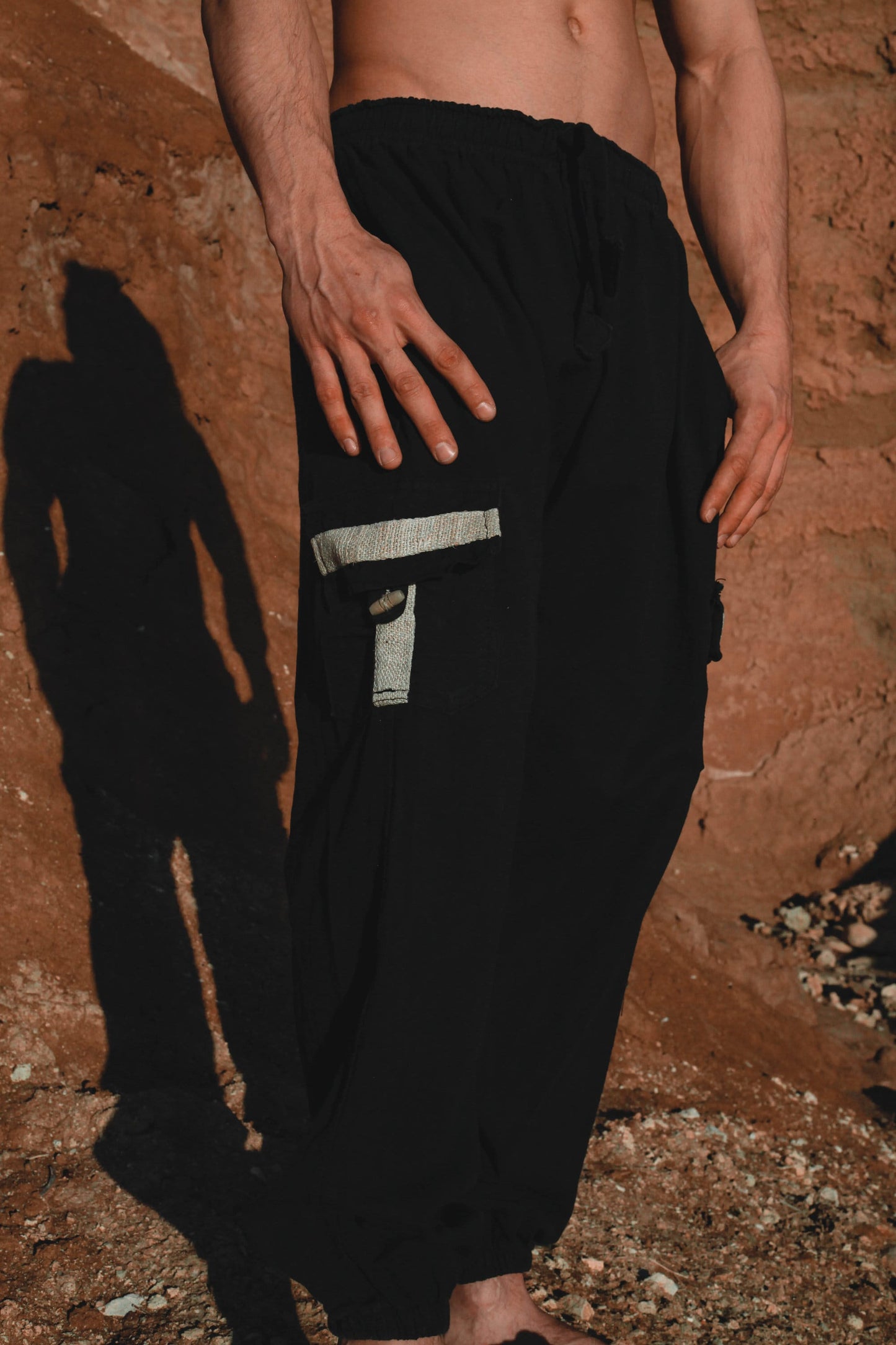 OKKO Faded Black Organic Hemp and Cotton Mens Pants Handmade Four Pockets Eco friendly Sustainable Comfortable Earthy Yoga Gypsy Boho AJJAYA