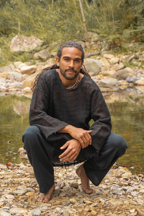 Black Wool Earthy Clothing Poncho