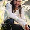 Camisa apocalíptica beige Neo Matrix hecha a mano de manga larga para hombre, Gypsy Earthy Rugged Tribal Nomadic Ethnic Rave Primitive AJJAYA