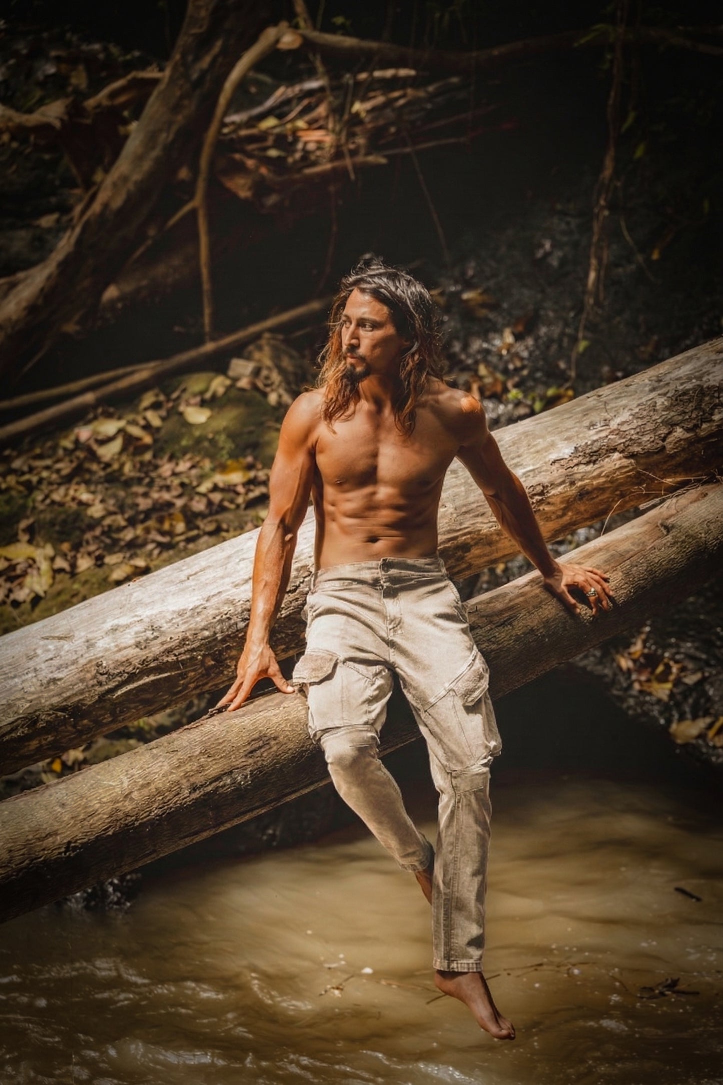 AGILO V2 Beige Tactical Cargo Pants with Zipped Pockets Stretchy Cotton Rock Climbing Hiking Trekking Festival Stone Washed AJJAYA