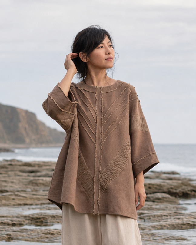 AMTAL Shirt Ceremonial Womens Festival Top Brown