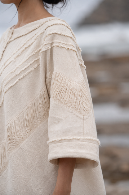 AMTAL Shirt Ceremonial Womens Festival Top Beige