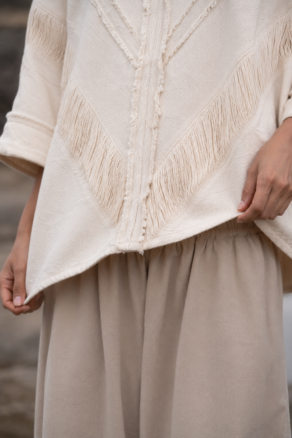 AMTAL Shirt Ceremonial Womens Festival Top Beige