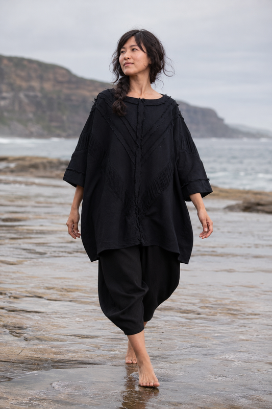 AMTAL Shirt Ceremonial Womens Festival Top Black