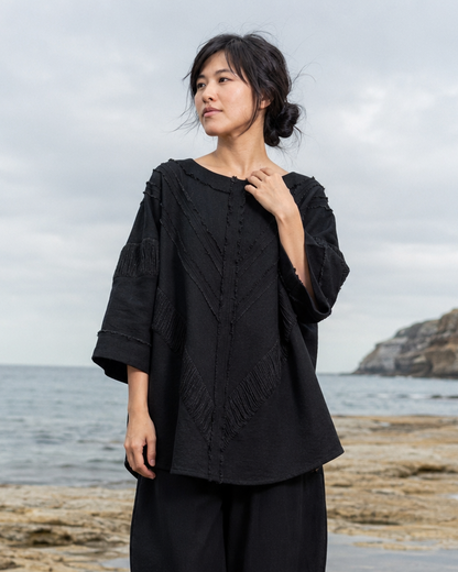 AMTAL Shirt Ceremonial Womens Festival Top Black