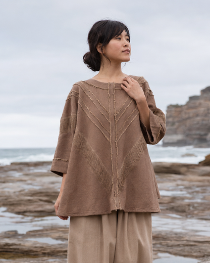 AMTAL Shirt Ceremonial Womens Festival Top Brown