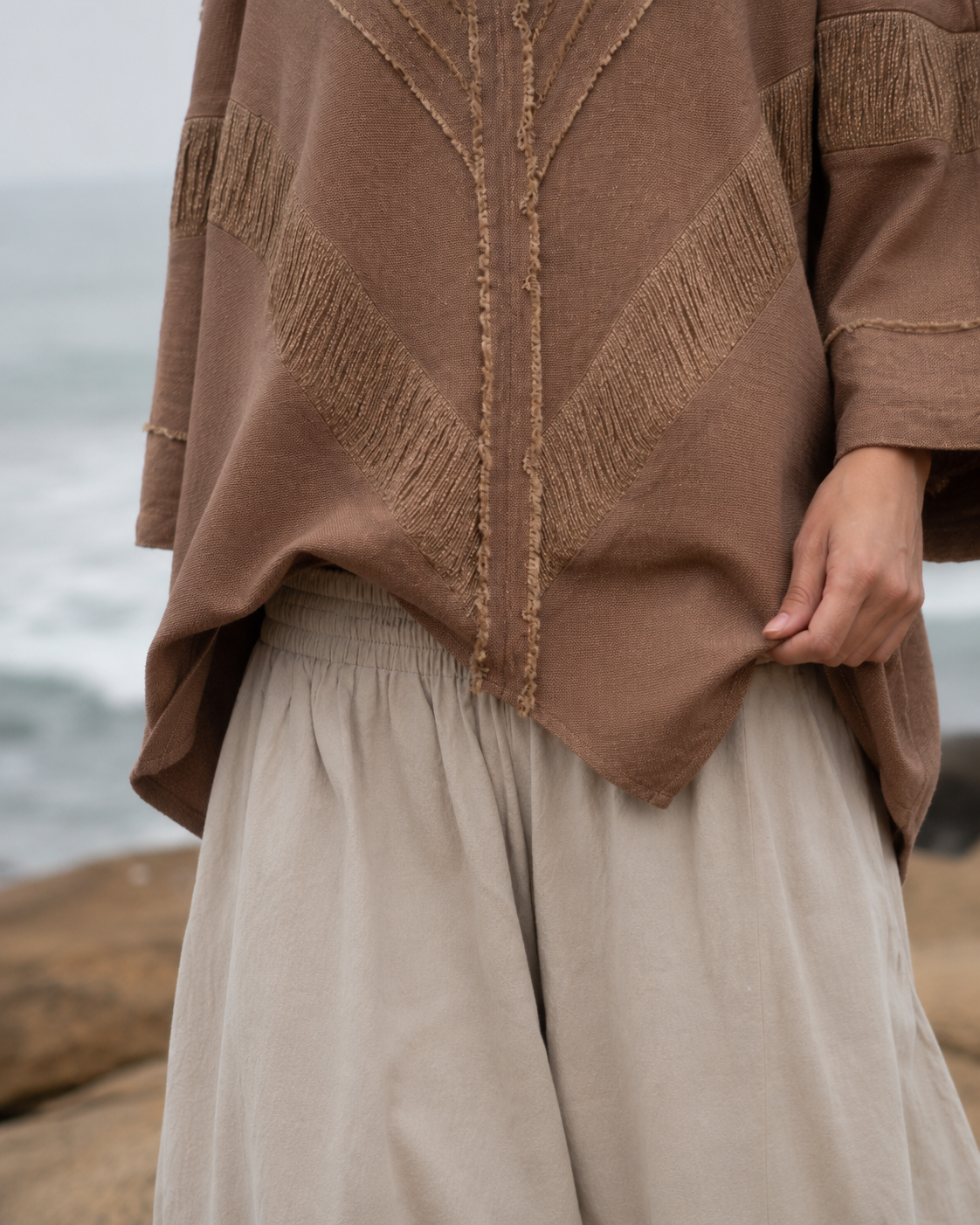 AMTAL Shirt Ceremonial Womens Festival Top Brown