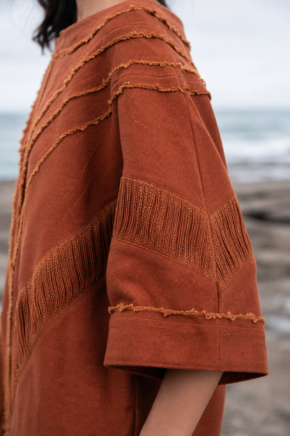 AMTAL Shirt Ceremonial Womens Festival Top Rust