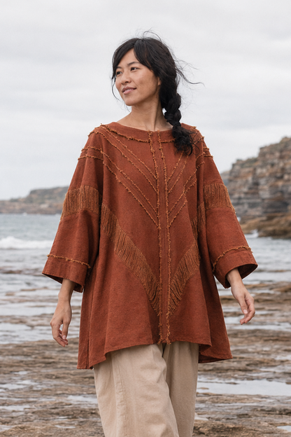 AMTAL Shirt Ceremonial Womens Festival Top Rust