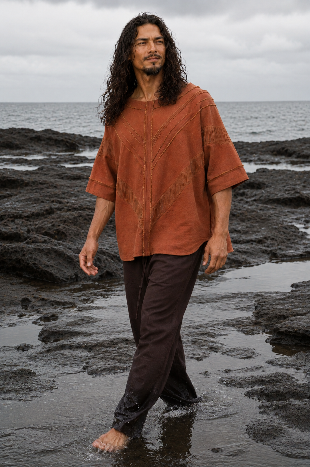 AMTAL Shirt Ceremonial Mens Festival Top Rust