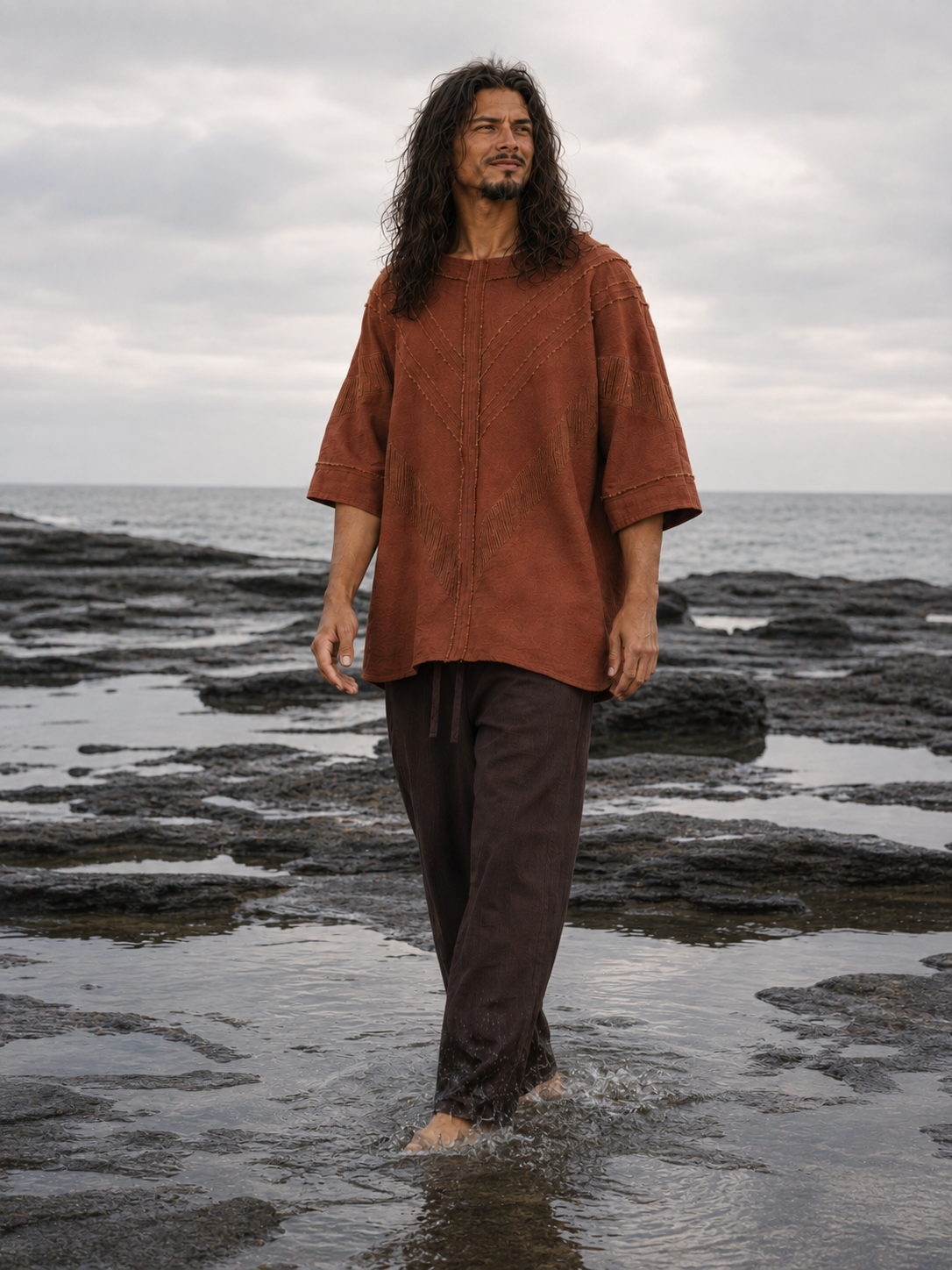 AMTAL Shirt Ceremonial Mens Festival Top Rust