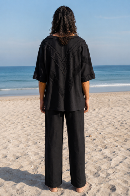 AMTAL Shirt Ceremonial Mens Festival Top Black