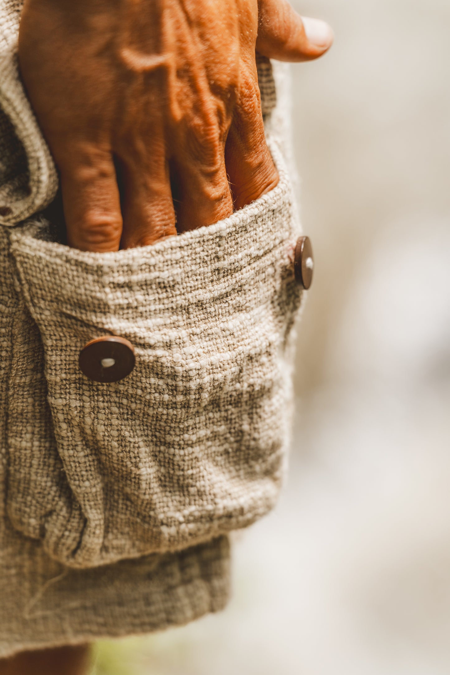 KORO Cargo Pantalon Court Hommes Coton Teint Naturellement Bloc Imprimé Motifs Tribaux Festival Poches Fonctionnelles Tactiques Au-dessus Du Genou AJJAYA