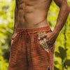 KALYAN Rustic Orange Short Pants Yoga Loose Comfortable Mens Shorts with Pockets Natural Cotton Plant Dyed Workout Ninja Festival Gym AJJAYA