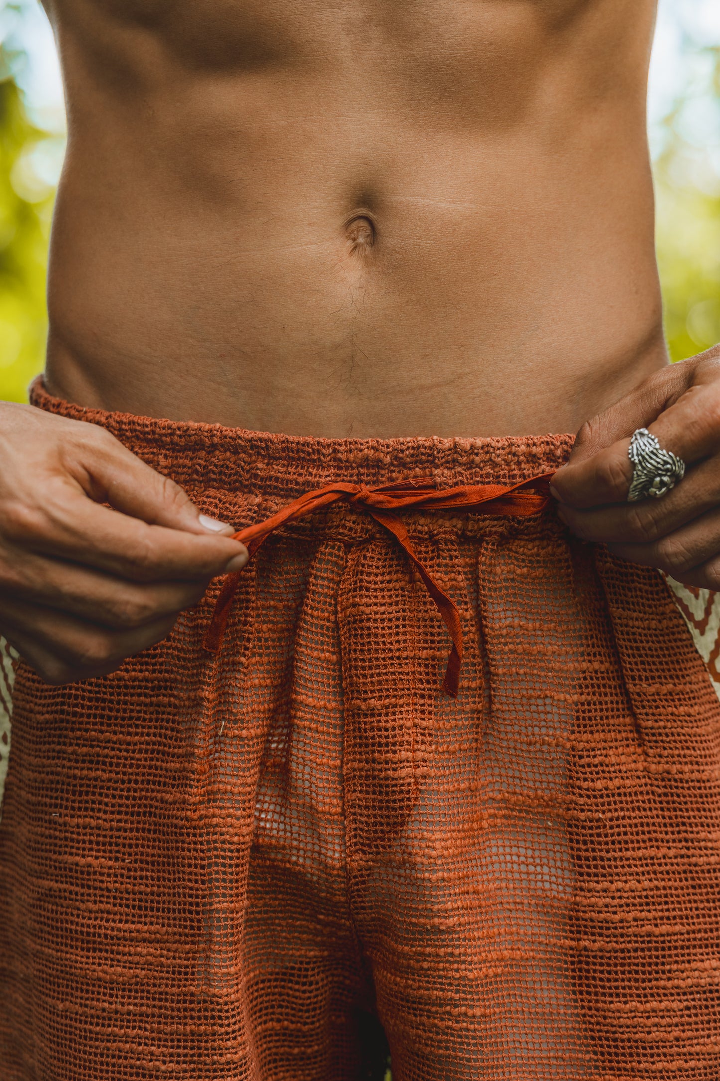 KALYAN Rustic Orange Short Pants Yoga Loose Comfortable Mens Shorts with Pockets Natural Cotton Plant Dyed Workout Ninja Festival Gym AJJAYA