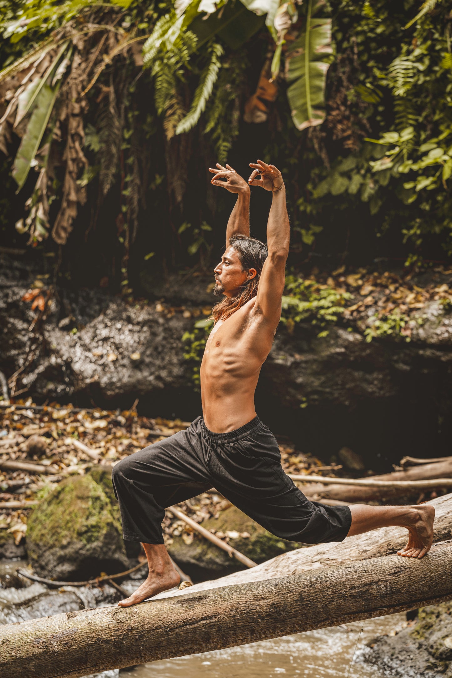 AYON Pantalon de Yoga en Coton pour Hommes Sauge Vert Plante Naturelle Teint Poches Yogi Respirant Gym Pantalon Droit Cordon Flexible Festival AJJAYA