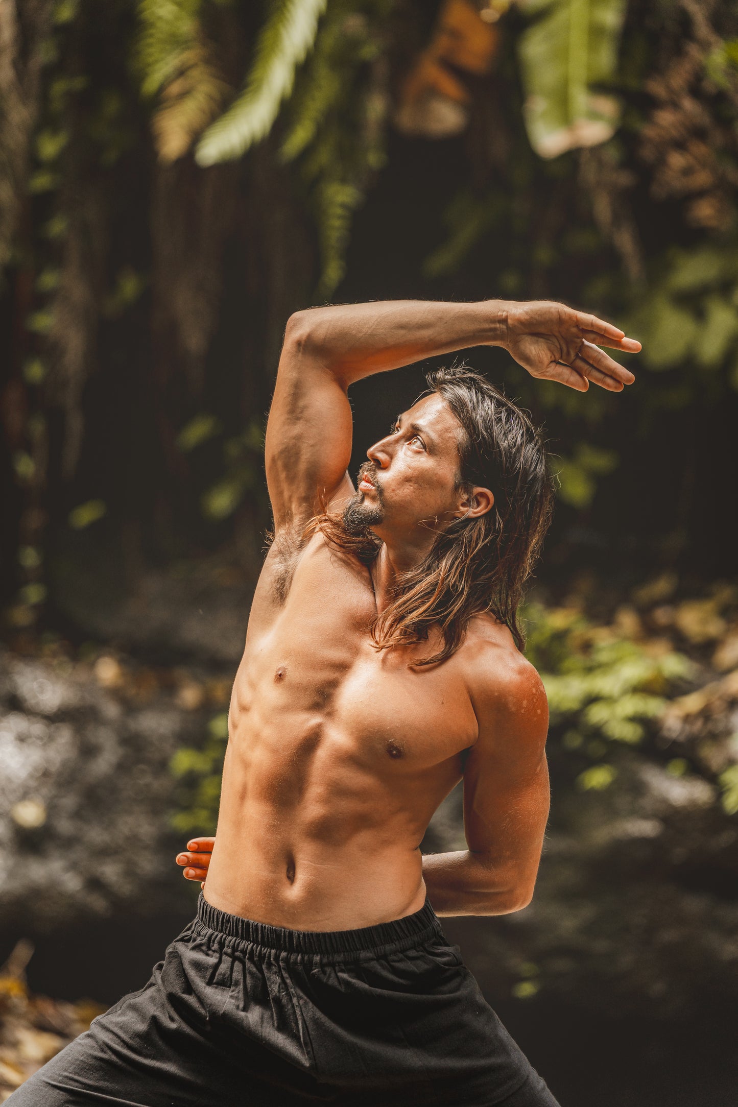 AYON Pantalon de Yoga en Coton pour Hommes Sauge Vert Plante Naturelle Teint Poches Yogi Respirant Gym Pantalon Droit Cordon Flexible Festival AJJAYA