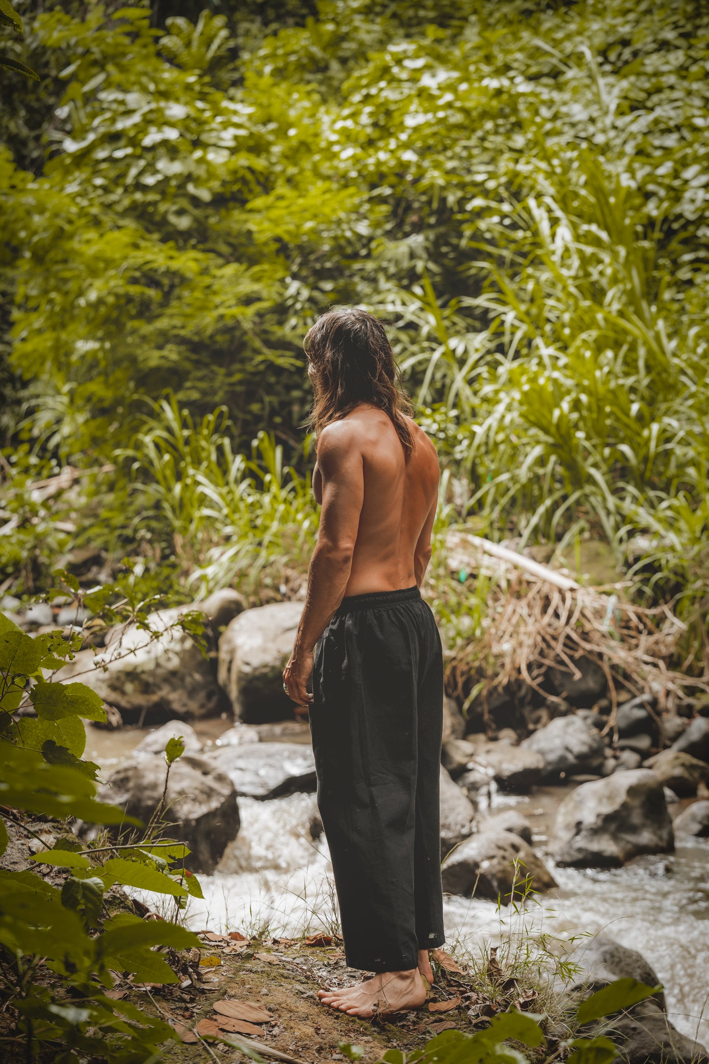 TADASANA Pantalon de yoga pour homme Beige Chanvre biologique et coton Poches de samouraï faites à la main Écologique Durable Confortable Terreux Gypsy AJJAYA