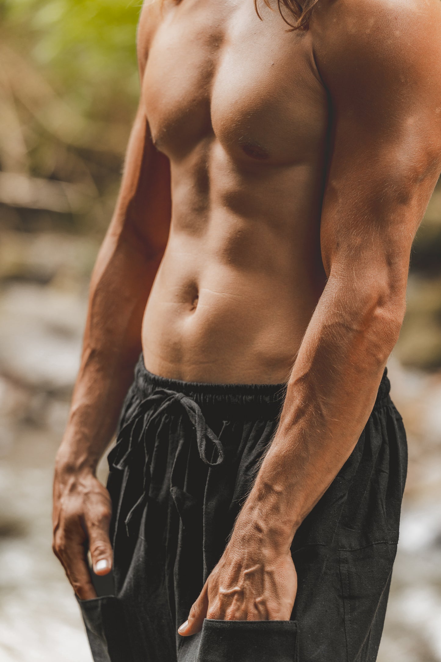 TADASANA Pantalon de yoga pour homme Beige Chanvre biologique et coton Poches de samouraï faites à la main Écologique Durable Confortable Terreux Gypsy AJJAYA