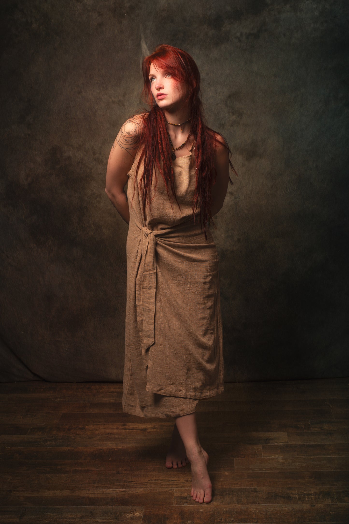 SOFI Wrap Dress Sandalwood Brown Soft Breathable Natural Cotton Festival Ritual Resort Womens Boho Wear AJJAYA