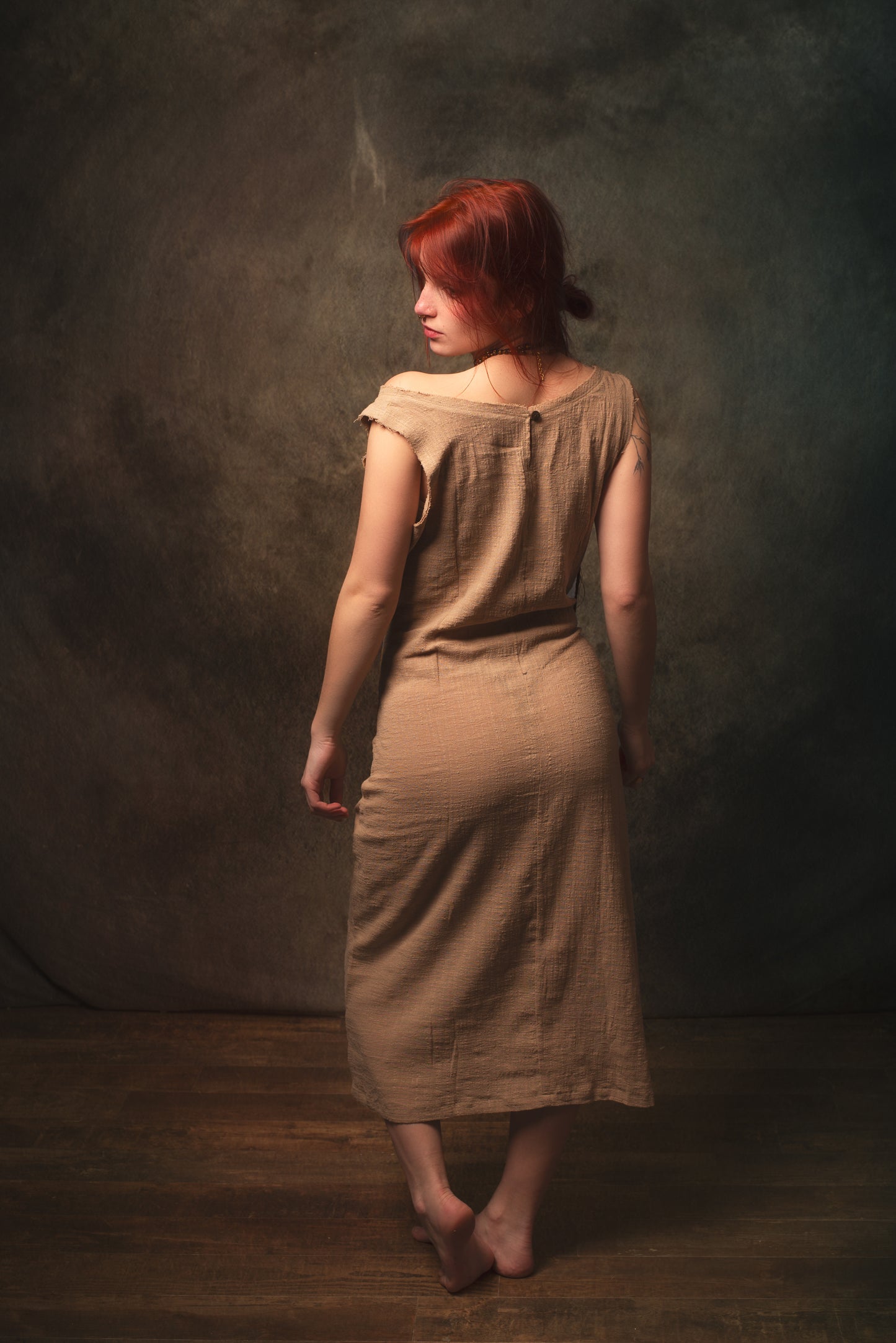 SOFI Wrap Dress Sandalwood Brown Soft Breathable Natural Cotton Festival Ritual Resort Womens Boho Wear AJJAYA