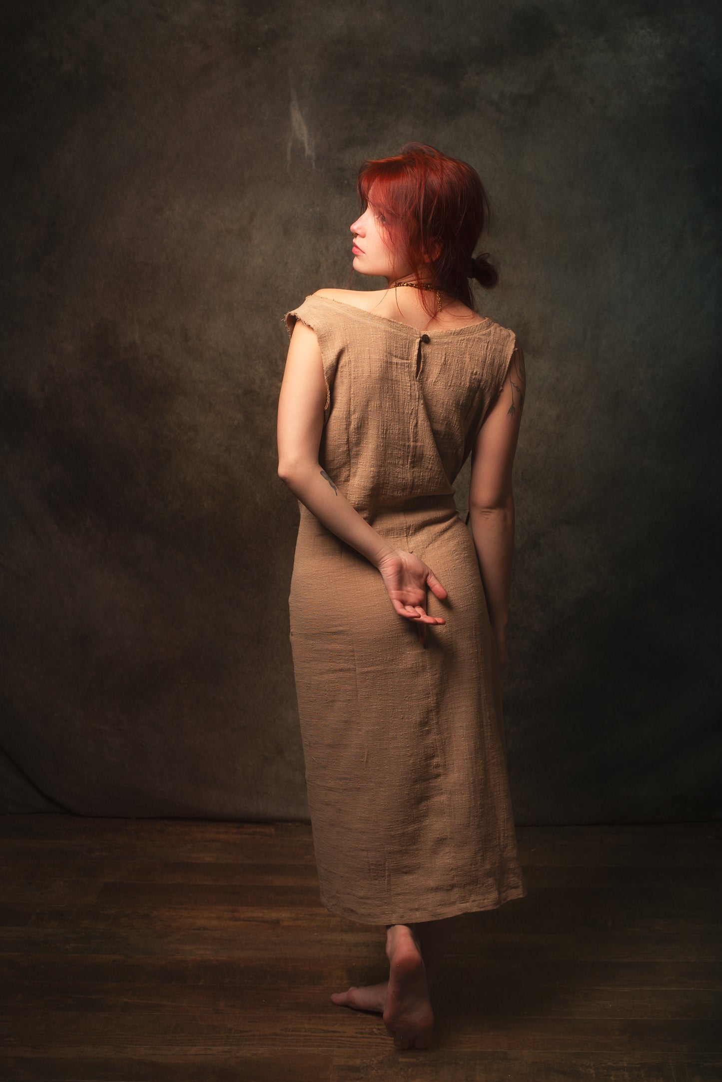 SOFI Wrap Dress Sandalwood Brown Soft Breathable Natural Cotton Festival Ritual Resort Womens Boho Wear AJJAYA