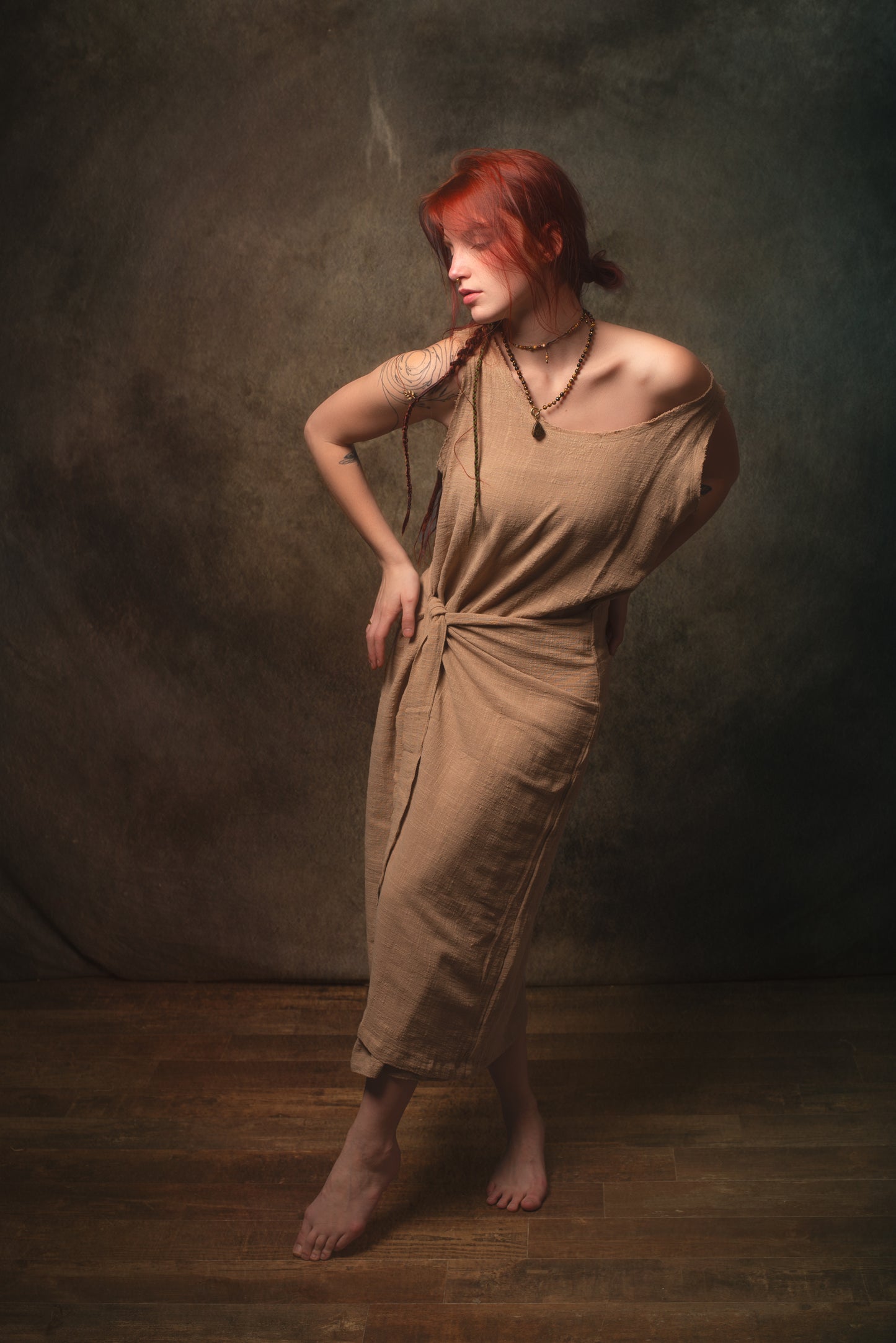 SOFI Wrap Dress Sandalwood Brown Soft Breathable Natural Cotton Festival Ritual Resort Womens Boho Wear AJJAYA