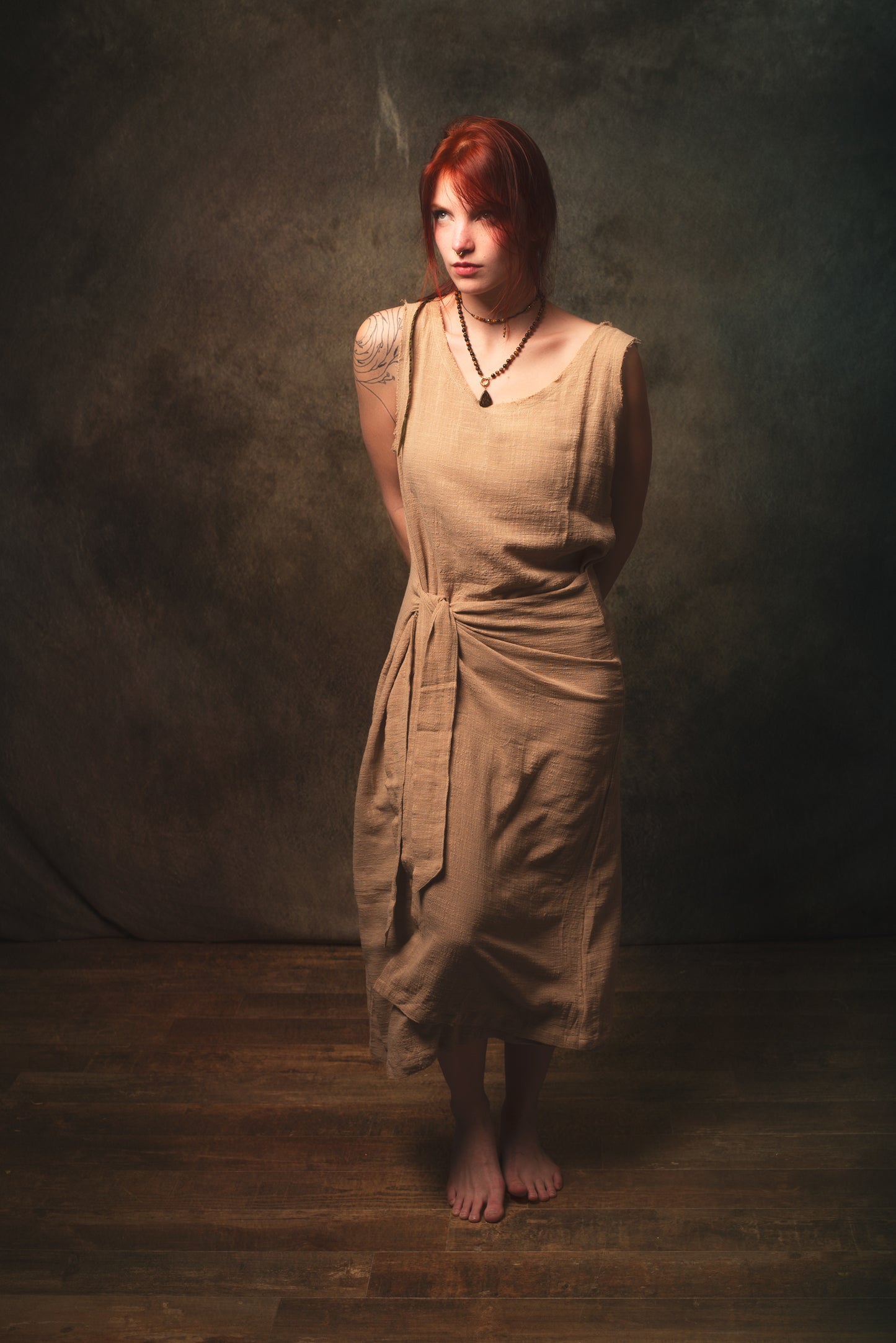 SOFI Wrap Dress Sandalwood Brown Soft Breathable Natural Cotton Festival Ritual Resort Womens Boho Wear AJJAYA