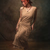 SOFI Wrap Dress Sandalwood Brown Soft Breathable Natural Cotton Festival Ritual Resort Womens Boho Wear AJJAYA