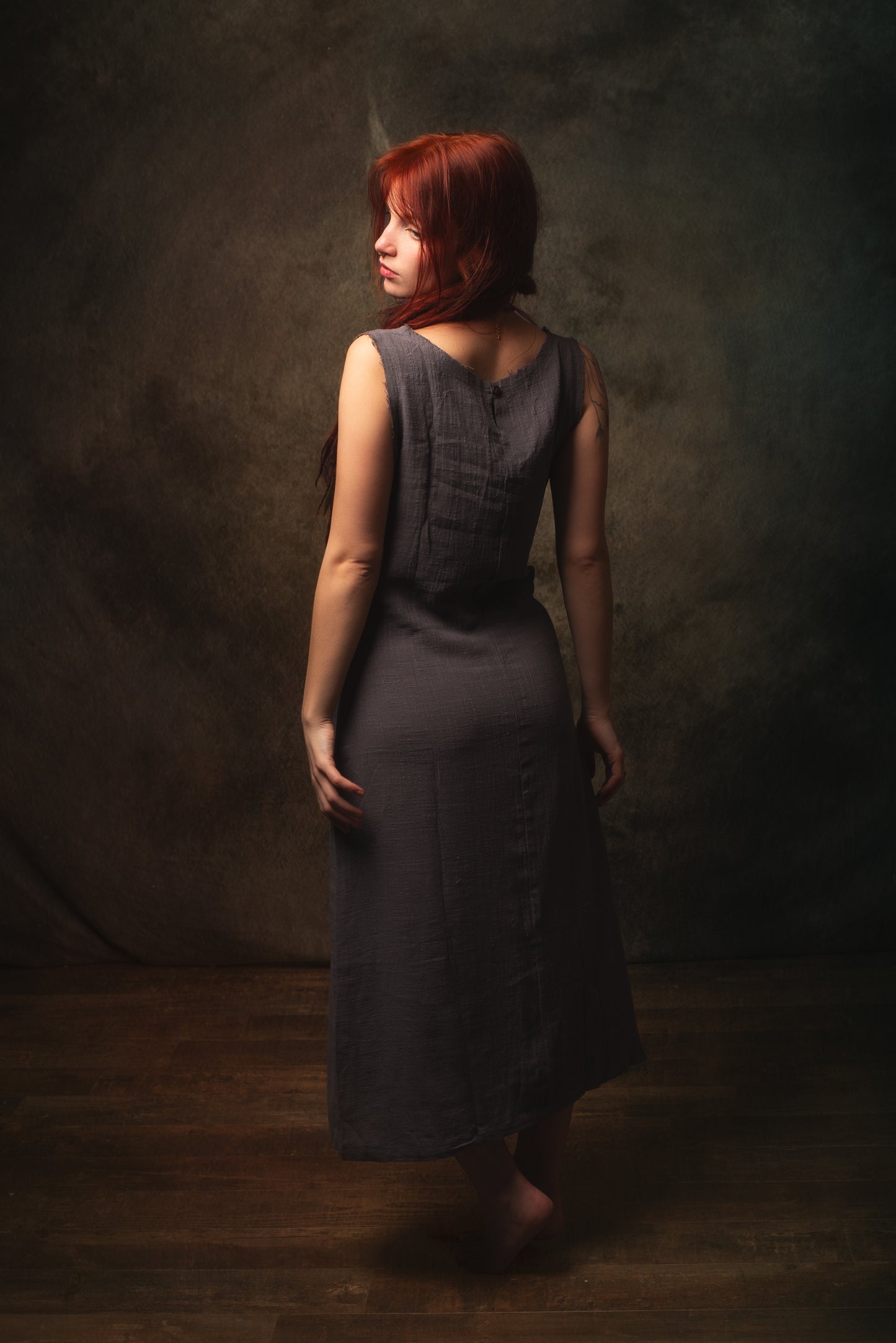 SOFI Wrap Dress Grey Soft Breathable Natural Cotton Festival Ritual Resort Womens Boho Wear AJJAYA