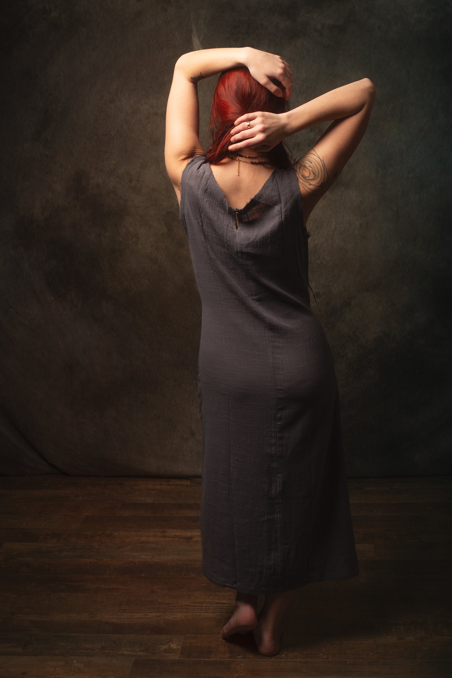 SOFI Wrap Dress Grey Soft Breathable Natural Cotton Festival Ritual Resort Womens Boho Wear AJJAYA