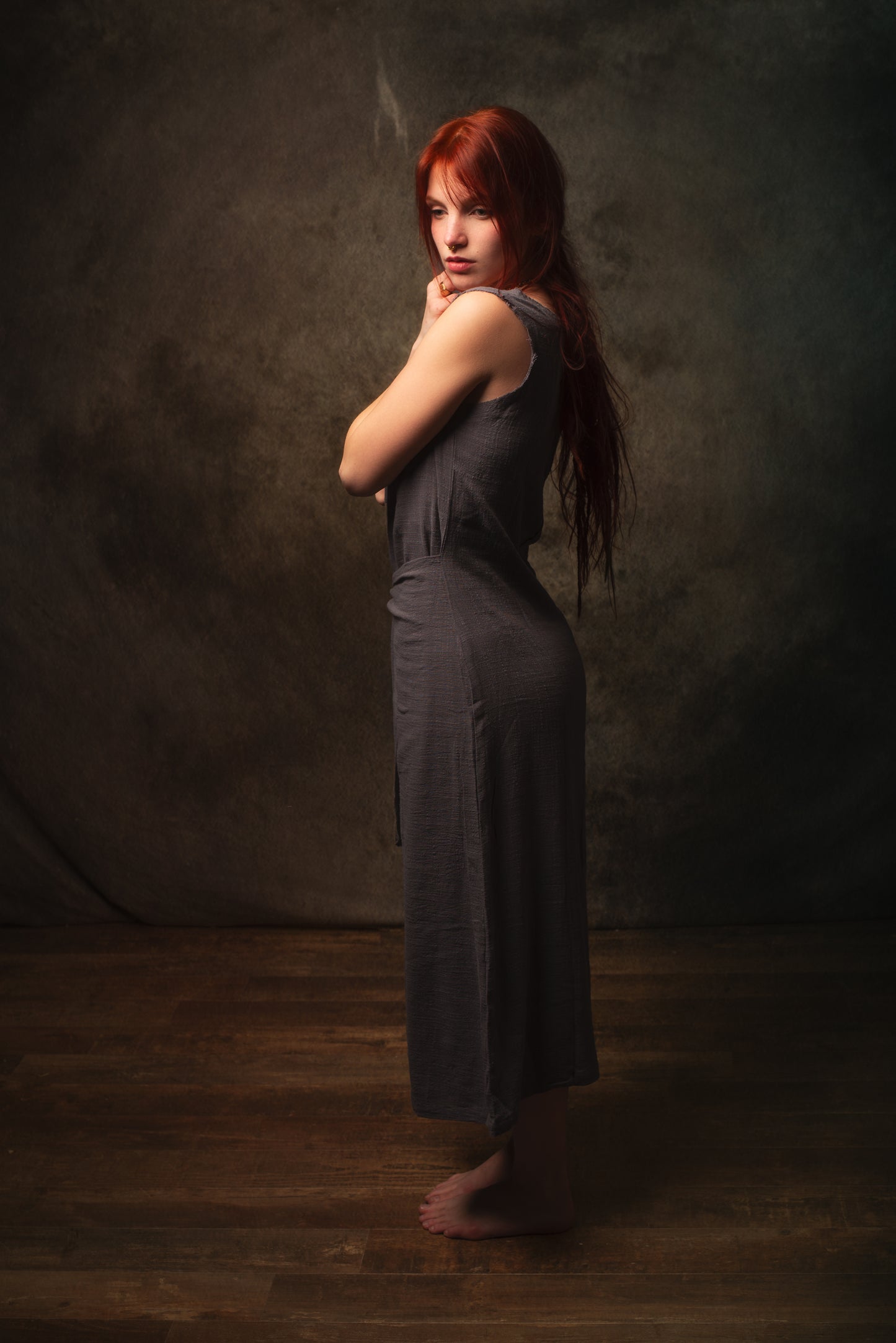 SOFI Wrap Dress Grey Soft Breathable Natural Cotton Festival Ritual Resort Womens Boho Wear AJJAYA