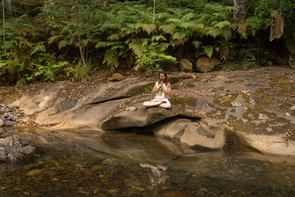 KAZA Beige Mens Tank Top Sleeveless Yoga Deep Cut Breathable Semi See-through Cotton Tribal Pattern Block Printed Festival Ceremonial AJJAYA