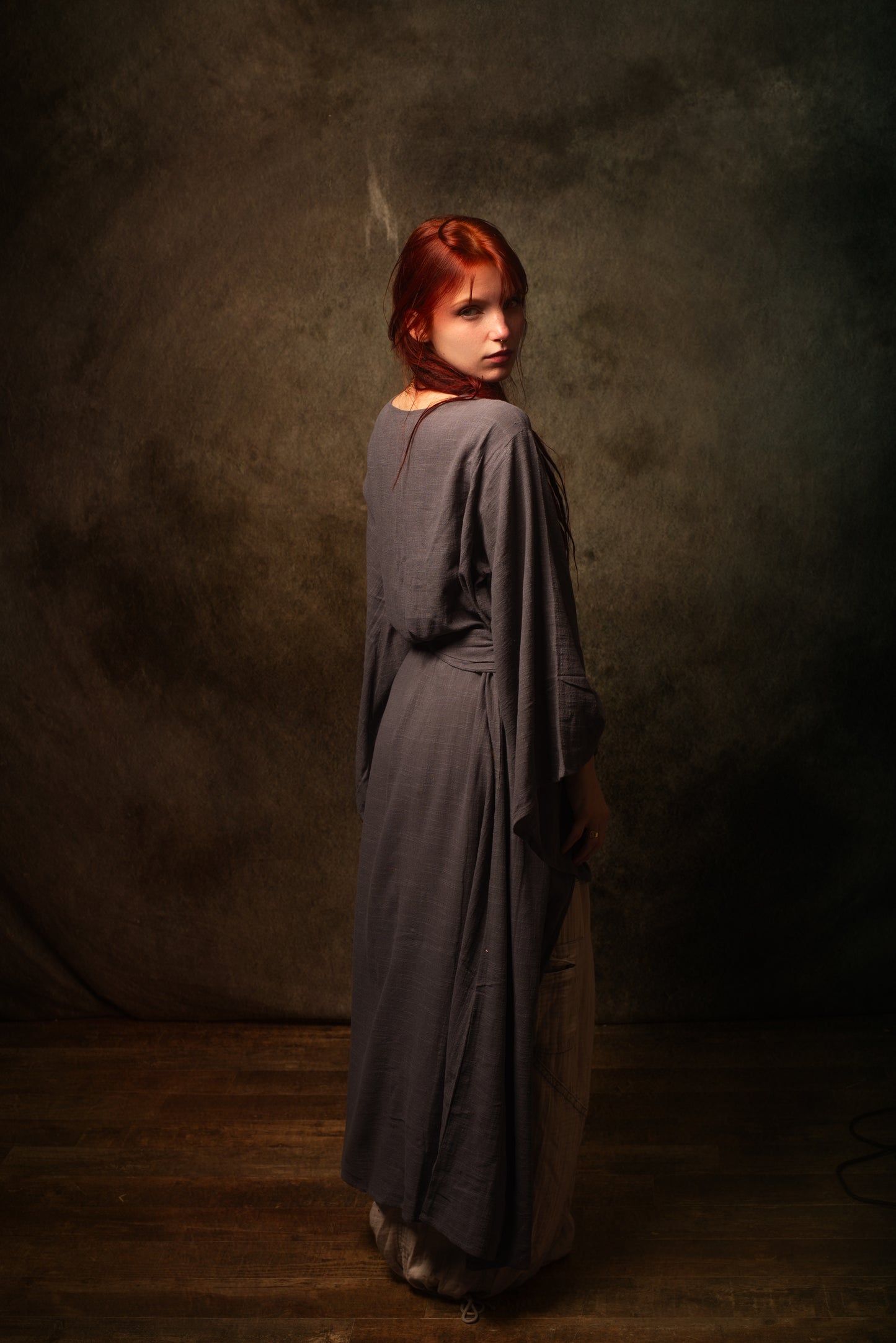 MIRA Womens Kimono Dress Sandalwood Brown Japanese Arm Flairs Soft Breathable Cotton Festival Ritual Resort Wear AJJAYA