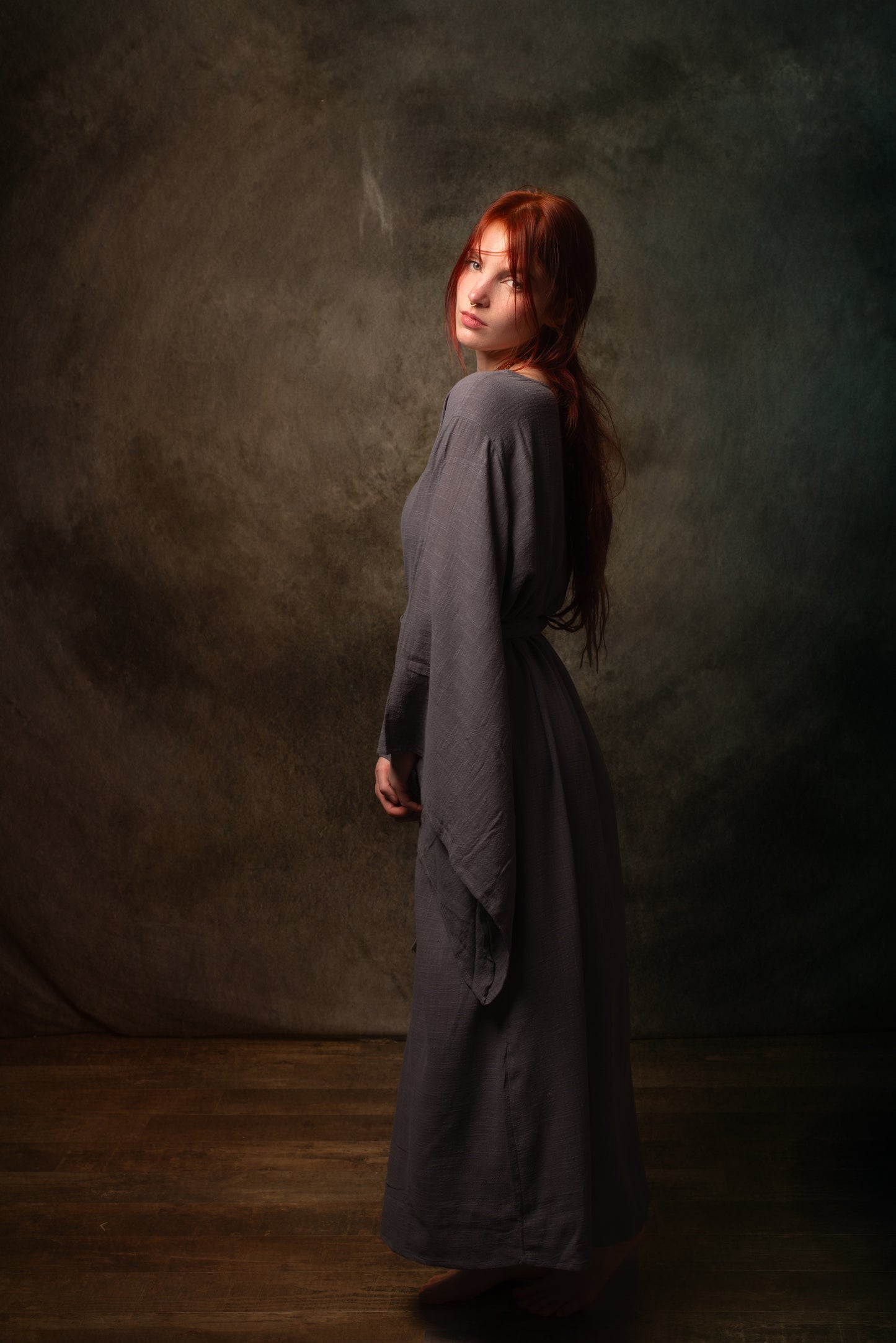 MIRA Womens Kimono Dress Sandalwood Brown Japanese Arm Flairs Soft Breathable Cotton Festival Ritual Resort Wear AJJAYA