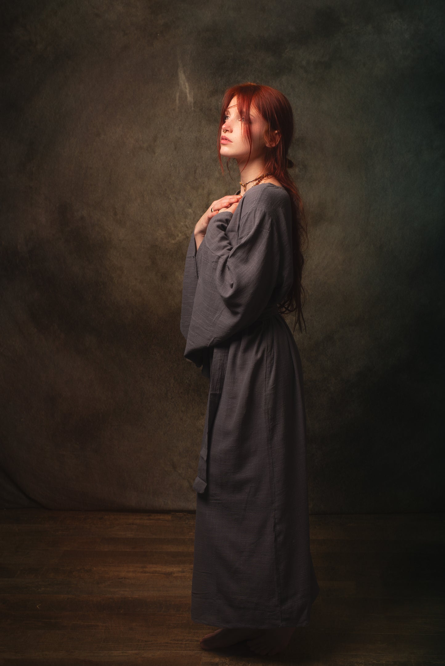 MIRA Womens Kimono Dress Sandalwood Brown Japanese Arm Flairs Soft Breathable Cotton Festival Ritual Resort Wear AJJAYA