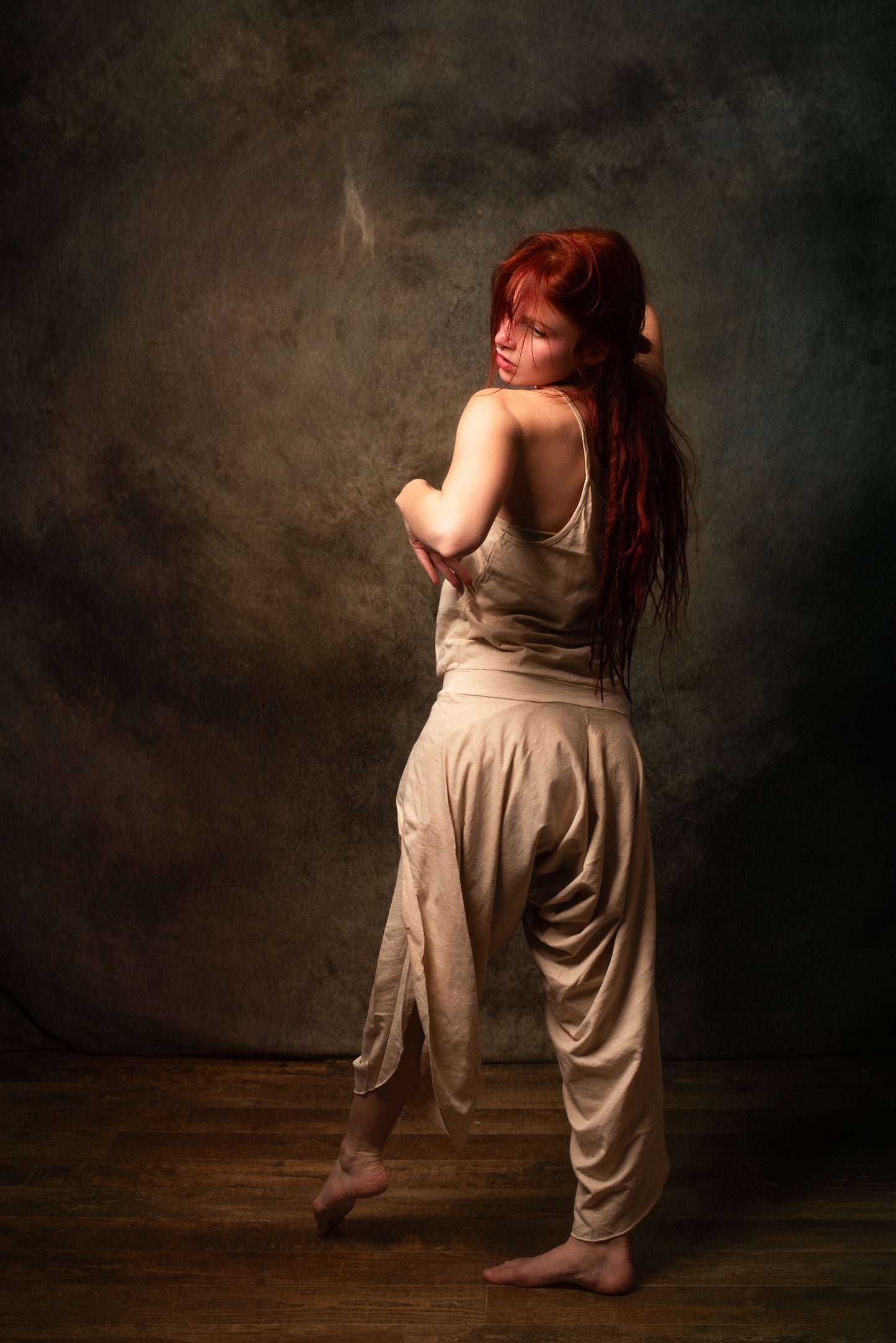 KAYANA بذلة رومبير بشكل عام بيج كريم مصنوع يدويًا قطن طبيعي يوجا مقصوص بأرجل مفتوحة فضفاض مرن يسمح بمرور الهواء مهرجان بوهو الغجر أججايا