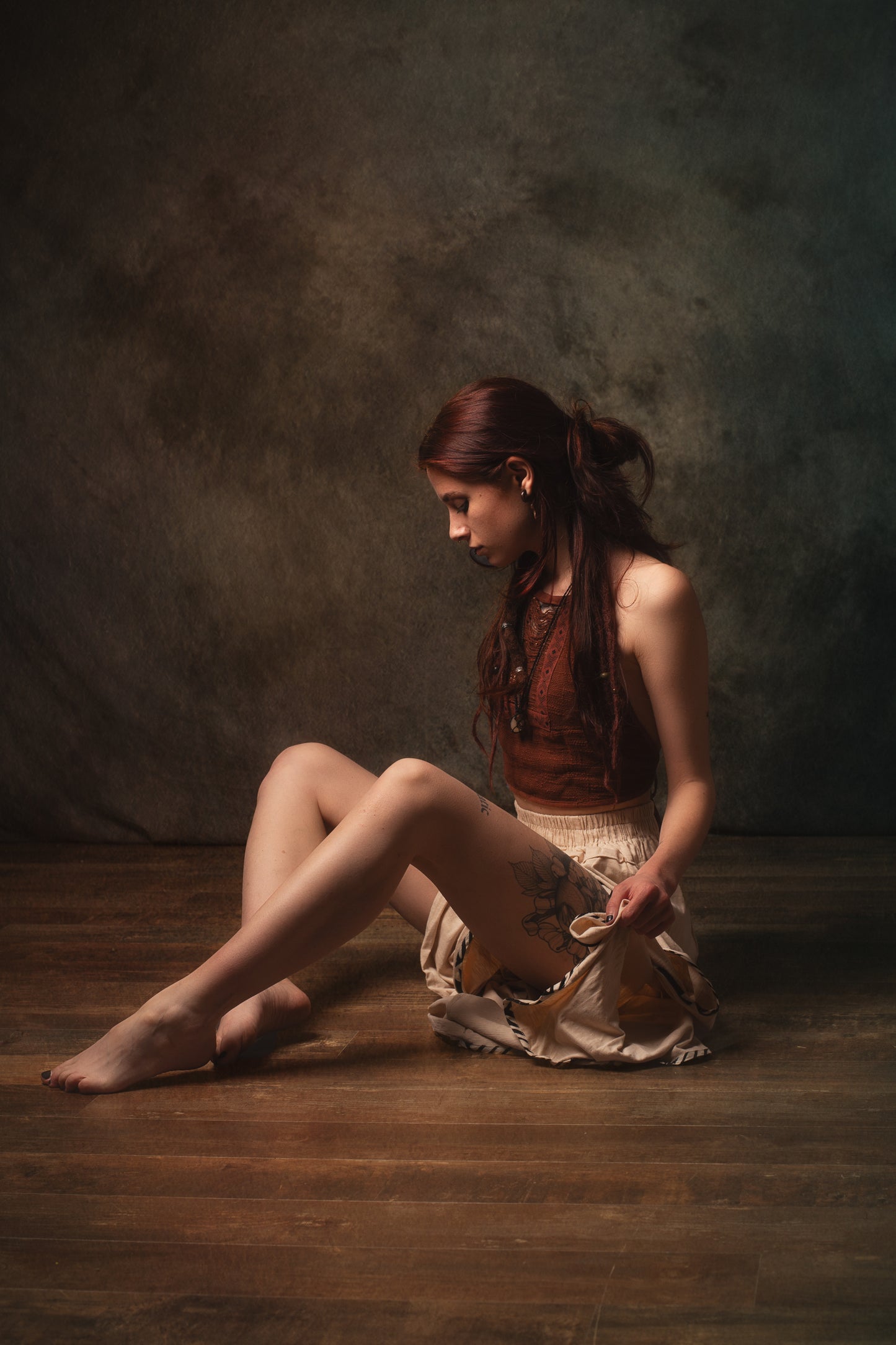 EIRINI Crop Top Yoga Rust Sleeveless Natural Cotton Tank Shirt Festival Ceremony Tribal Fairy Boho AJJAYA