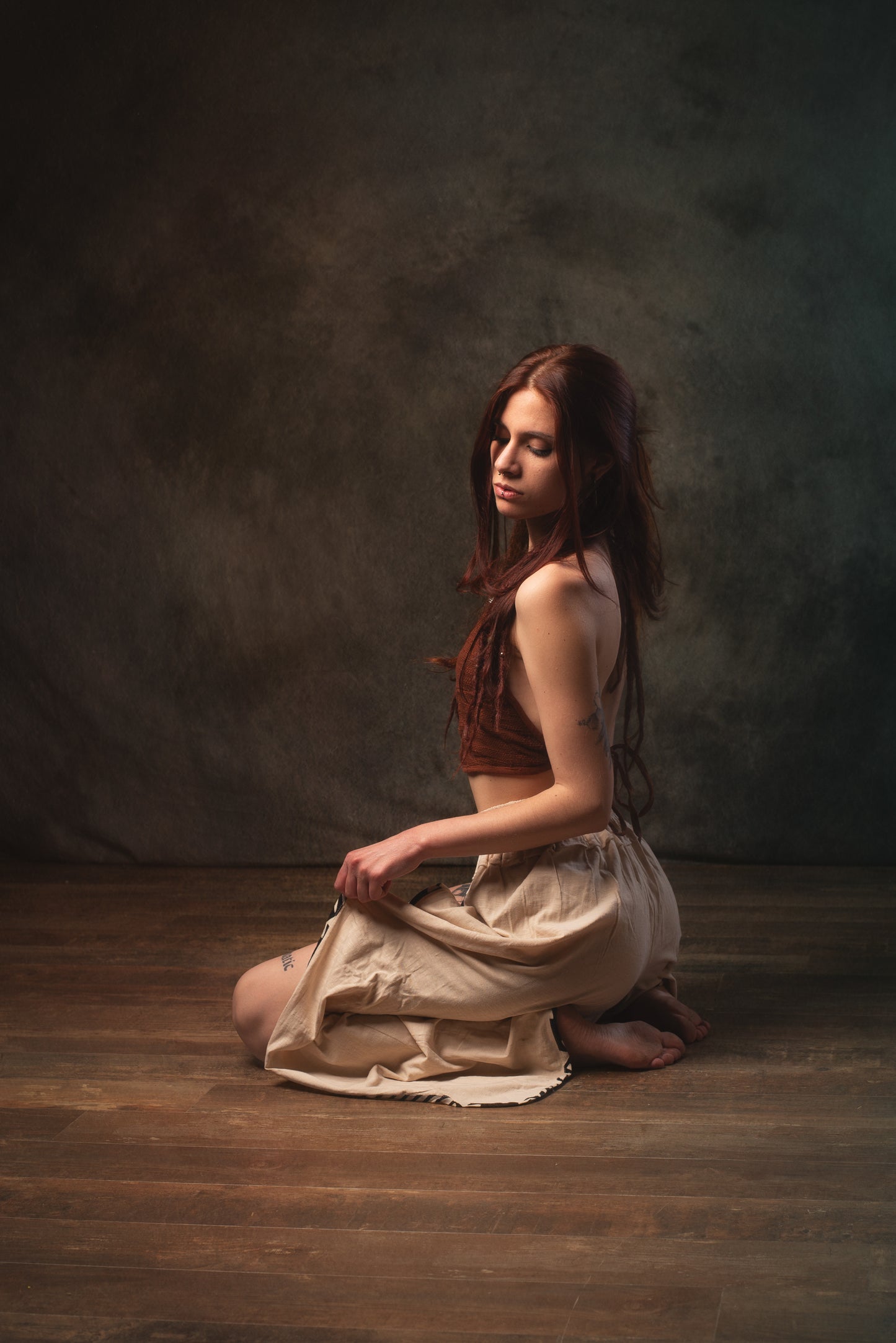 EIRINI Crop Top Yoga Rust Sleeveless Natural Cotton Tank Shirt Festival Ceremony Tribal Fairy Boho AJJAYA