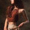 EIRINI Womens Yoga Cotton Crop Top Rust