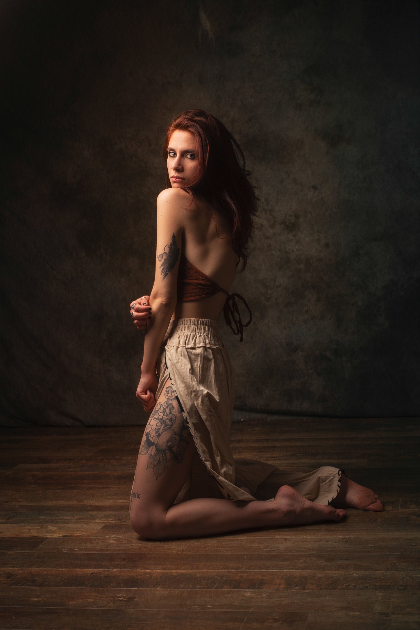 EIRINI Crop Top Yoga Rust Sleeveless Natural Cotton Tank Shirt Festival Ceremony Tribal Fairy Boho AJJAYA