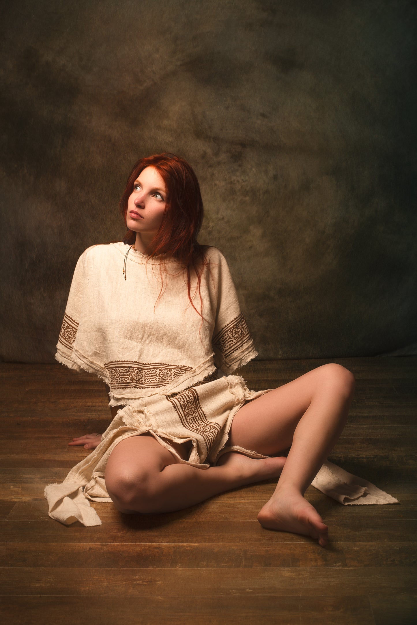 NARIAH Skirt Beige Handmade Cotton Block Printed Tribal Patterns Natural Dyed Fairy Gypsy Boho Festival Ceremony Ritual AJJAYA