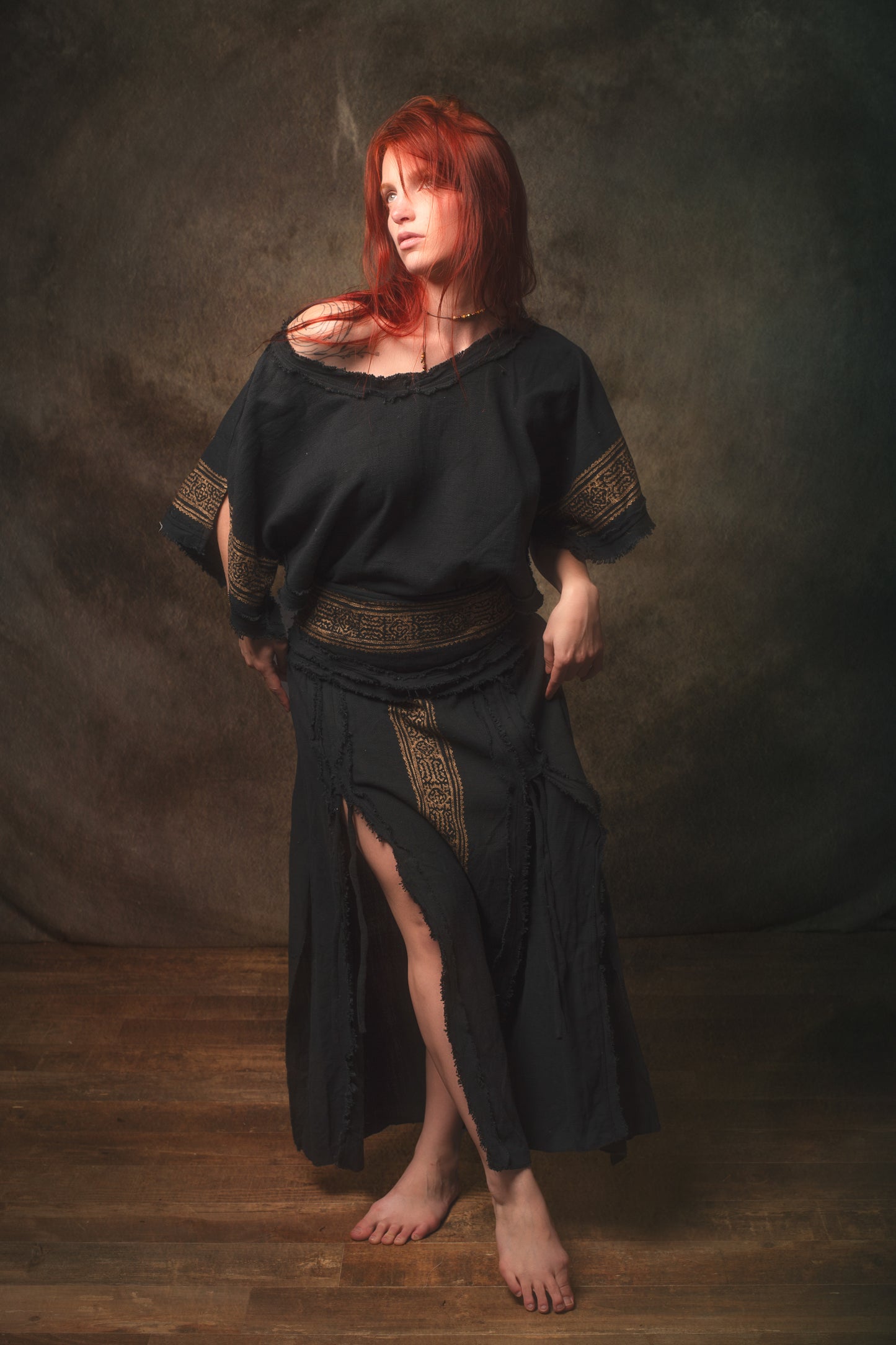 KURA Mini Poncho Top Natural Cotton Block Printed Tribal Patterns Shirt Festival Ceremony Fairy Boho AJJAYA