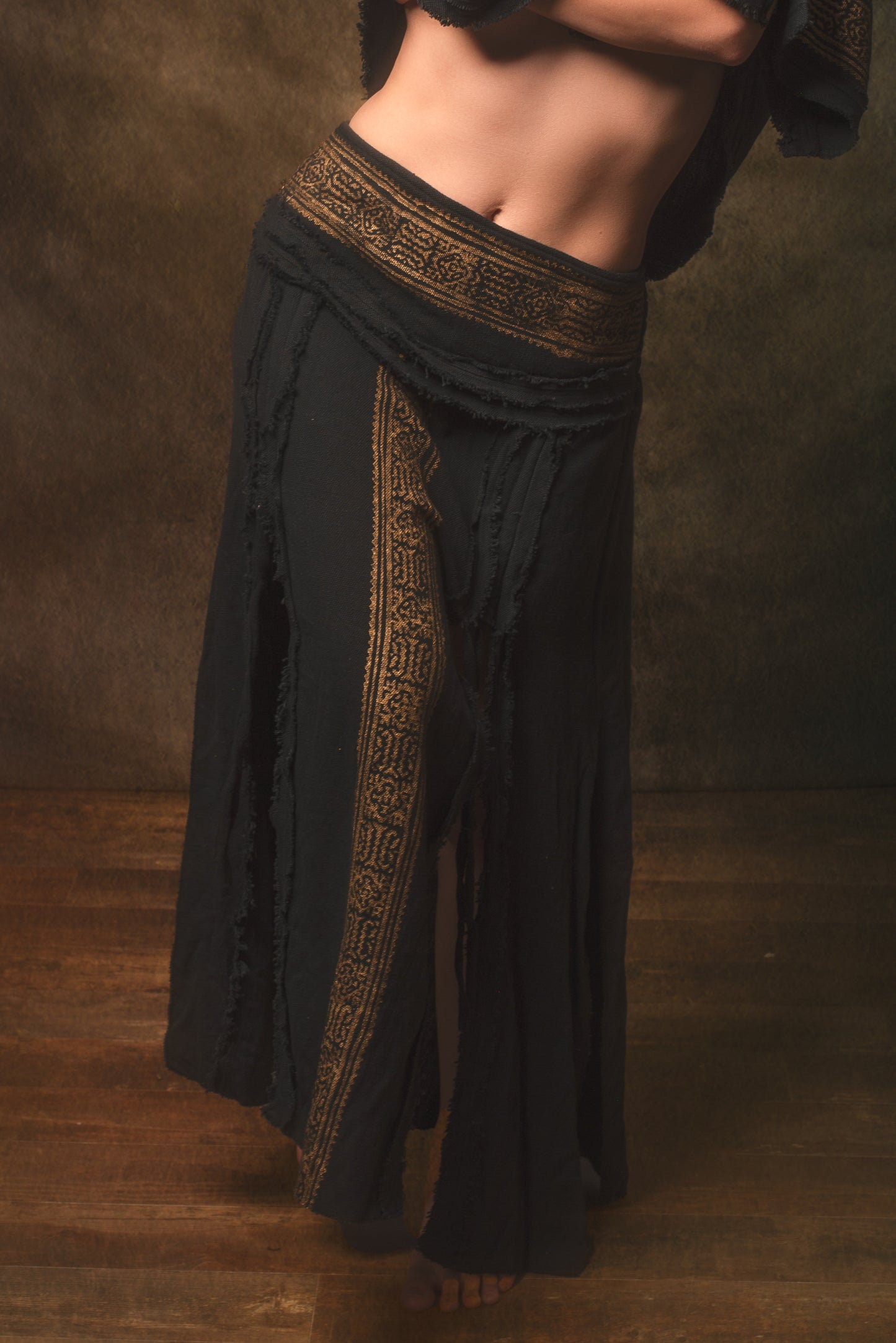 NARIAH Skirt Black Handmade Cotton Block Printed Tribal Patterns Natural Dyed Fairy Gypsy Boho Festival Ceremony Ritual AJJAYA