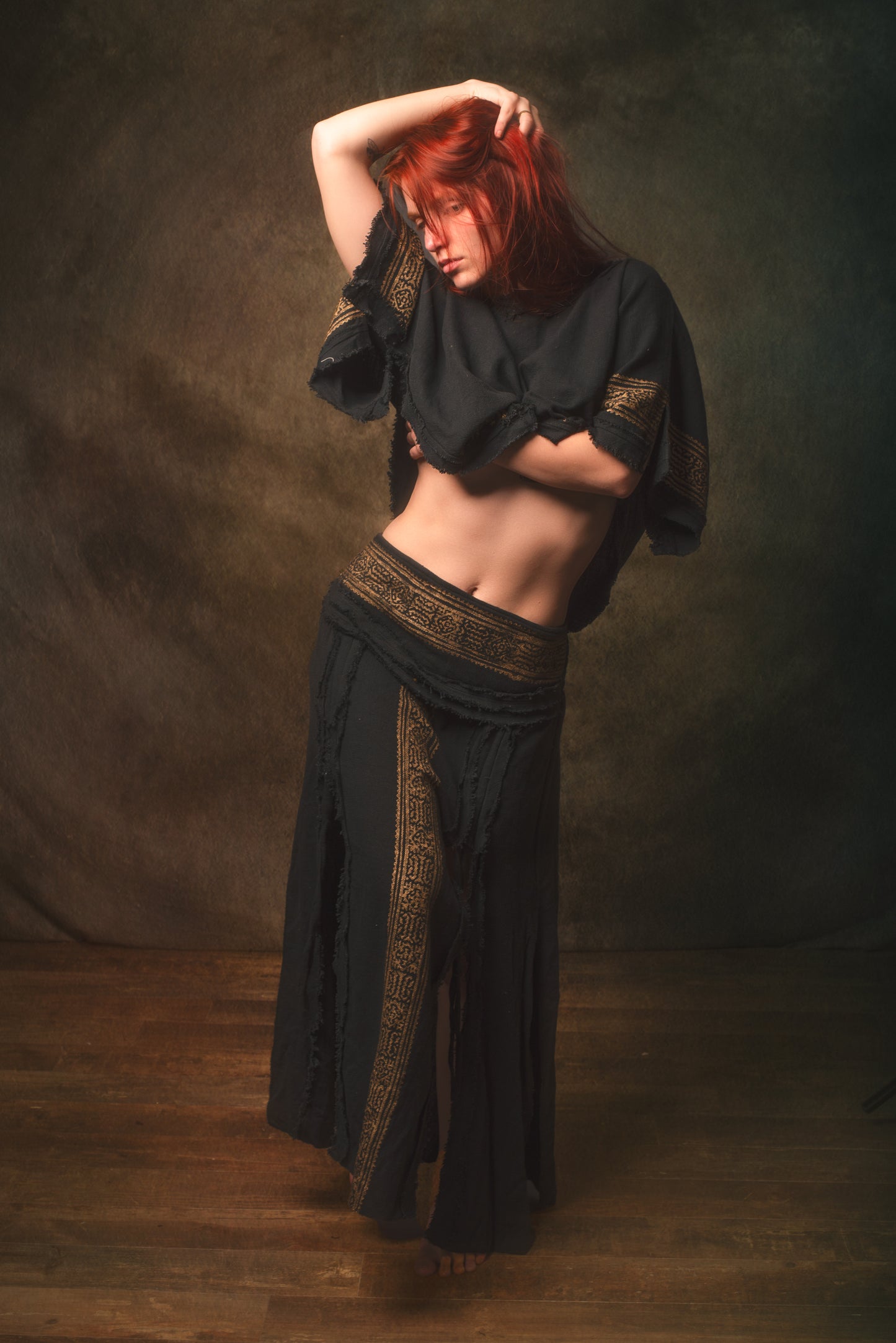 NARIAH Skirt Black Handmade Cotton Block Printed Tribal Patterns Natural Dyed Fairy Gypsy Boho Festival Ceremony Ritual AJJAYA