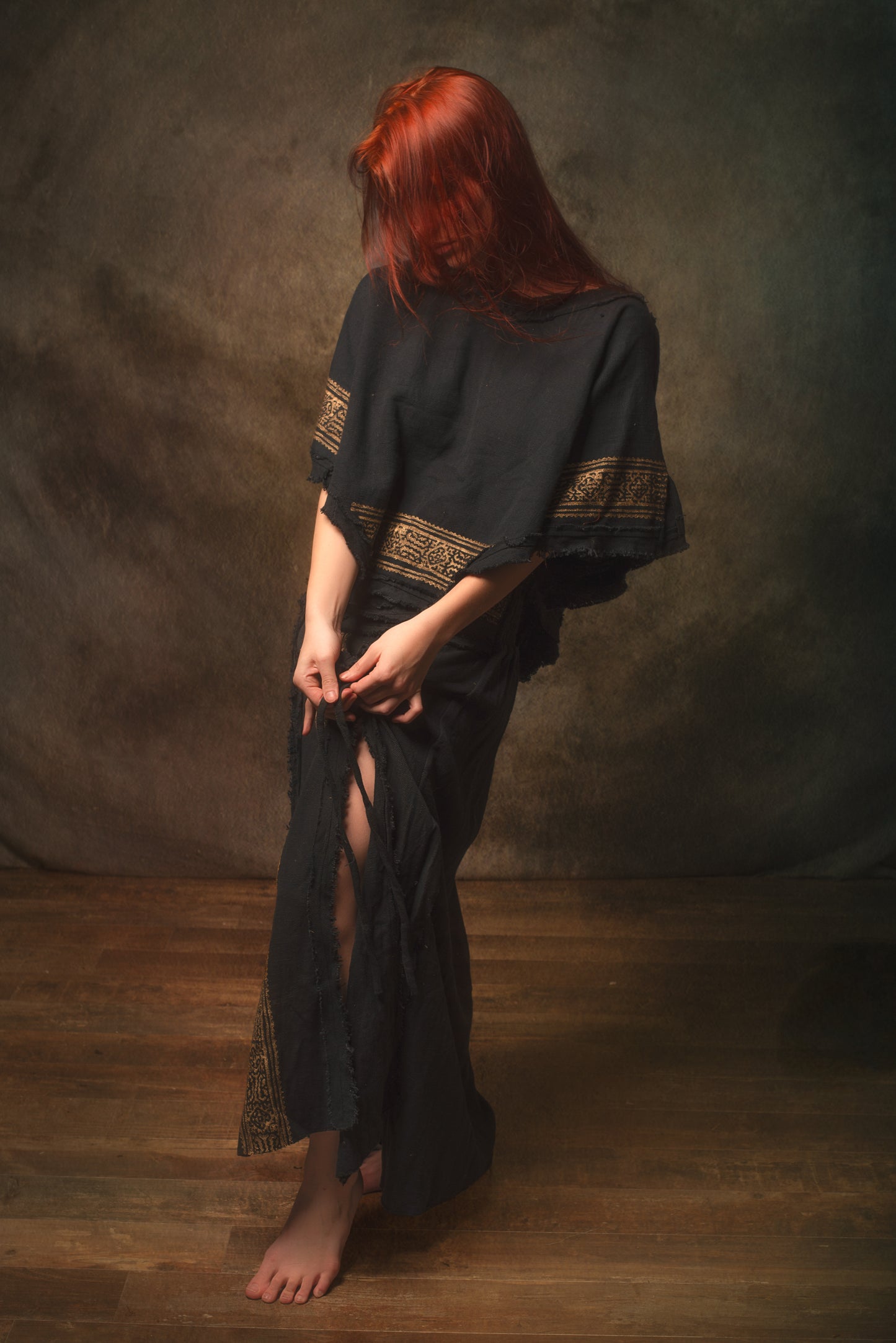 NARIAH Skirt Black Handmade Cotton Block Printed Tribal Patterns Natural Dyed Fairy Gypsy Boho Festival Ceremony Ritual AJJAYA